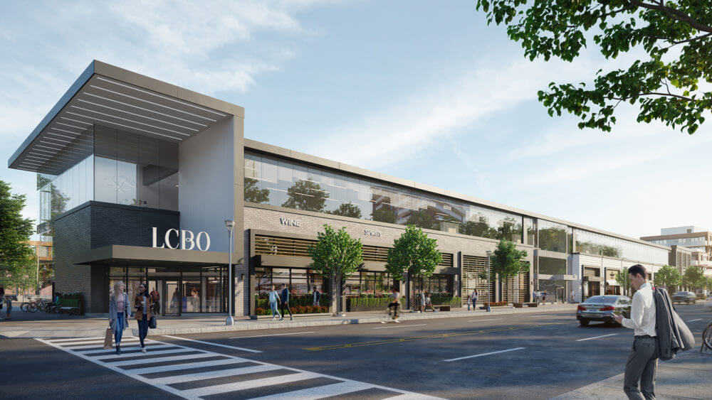 Street level rendering of stores Brightwater
