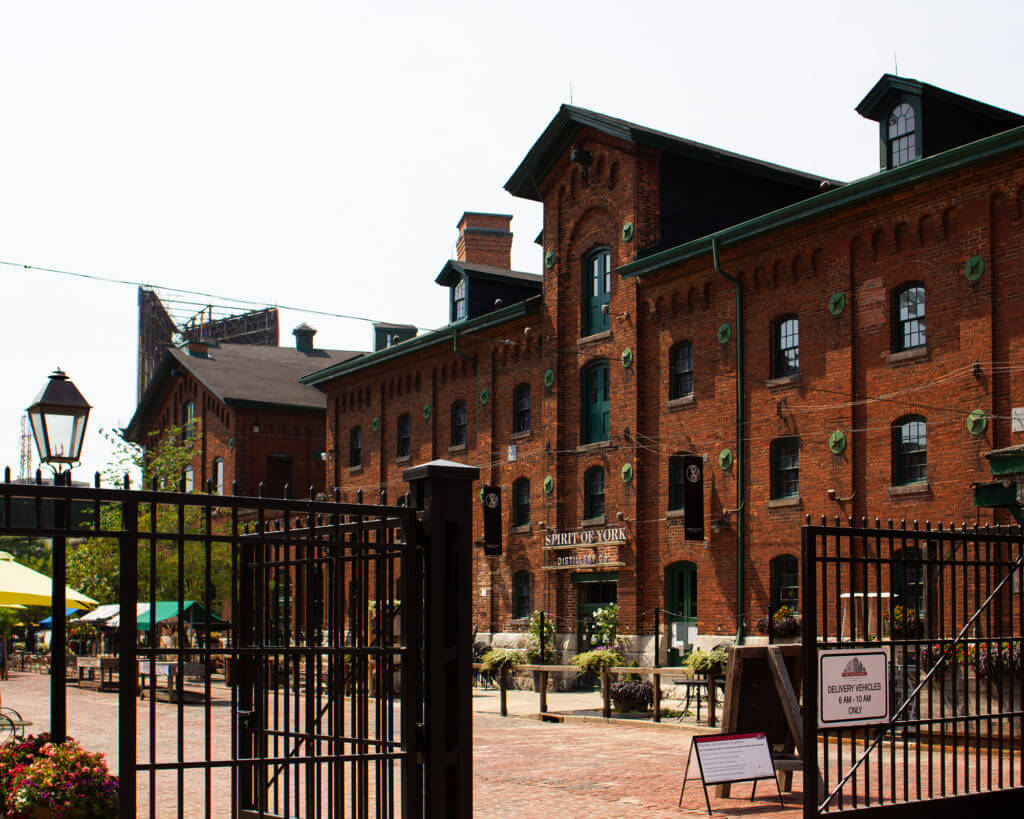 Exterior storefront photo of Spirit of York restaurant at The Distillery District