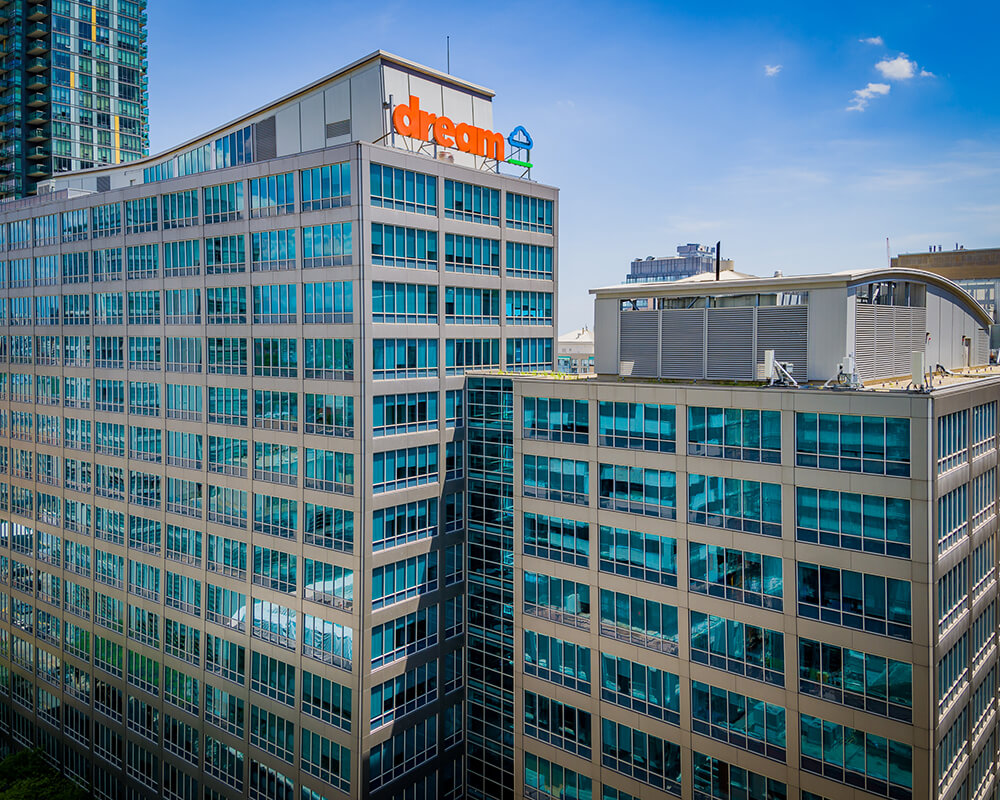 Drone image of Dream's head office - 30 Adelaide Street - Toronto, ON