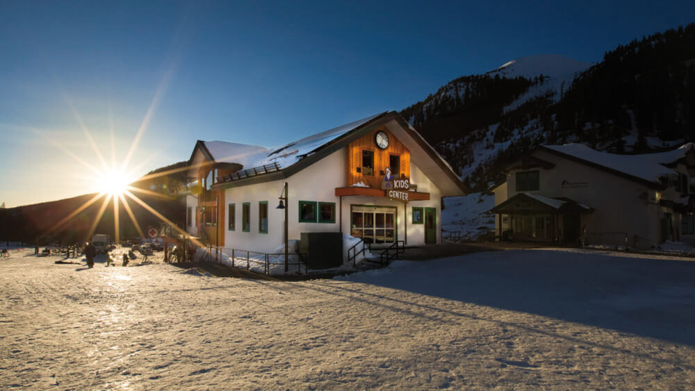 Sunset photo of cabin Arapahoe Basin