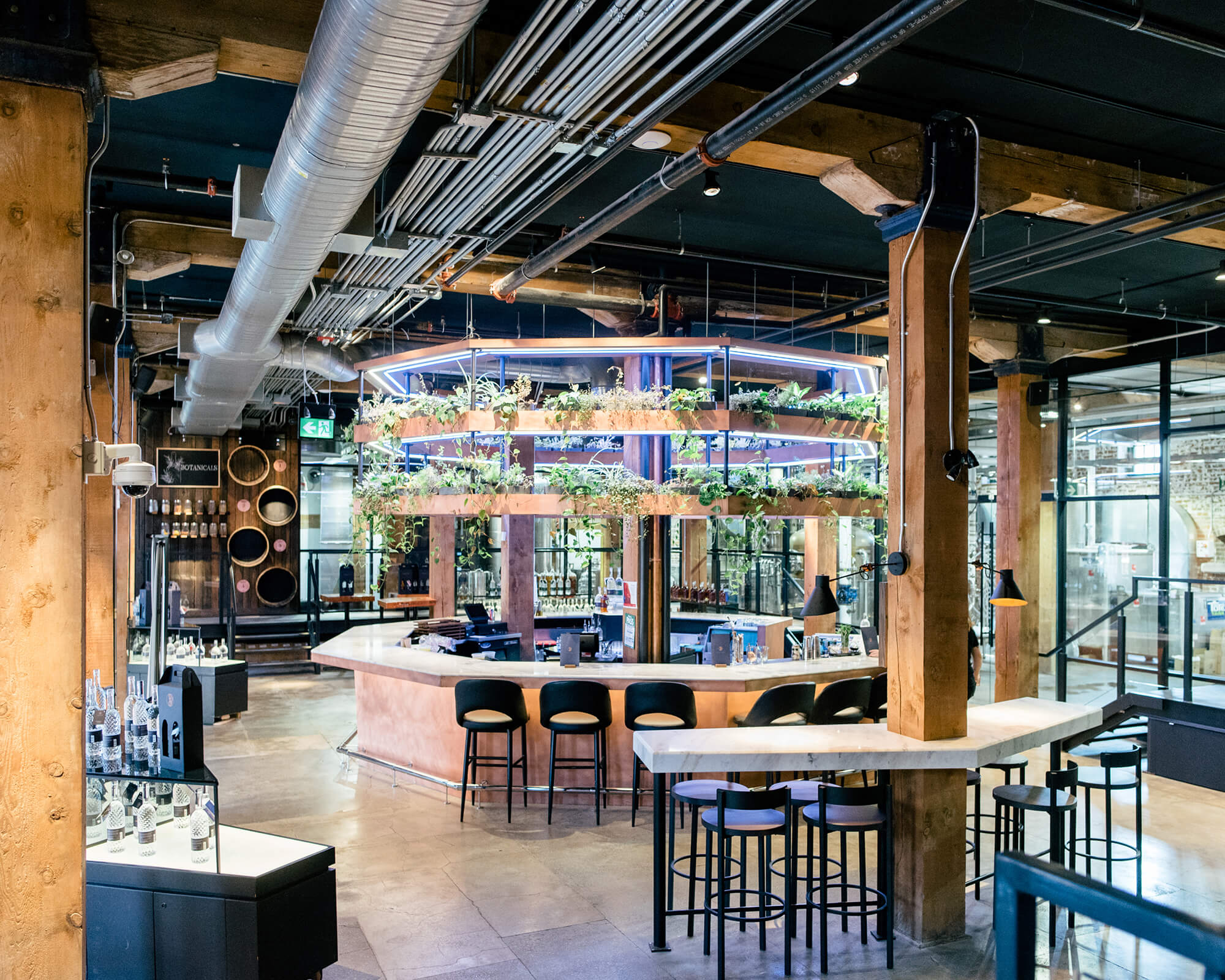 Interior photo of empty Spirit of York Distillery Co.