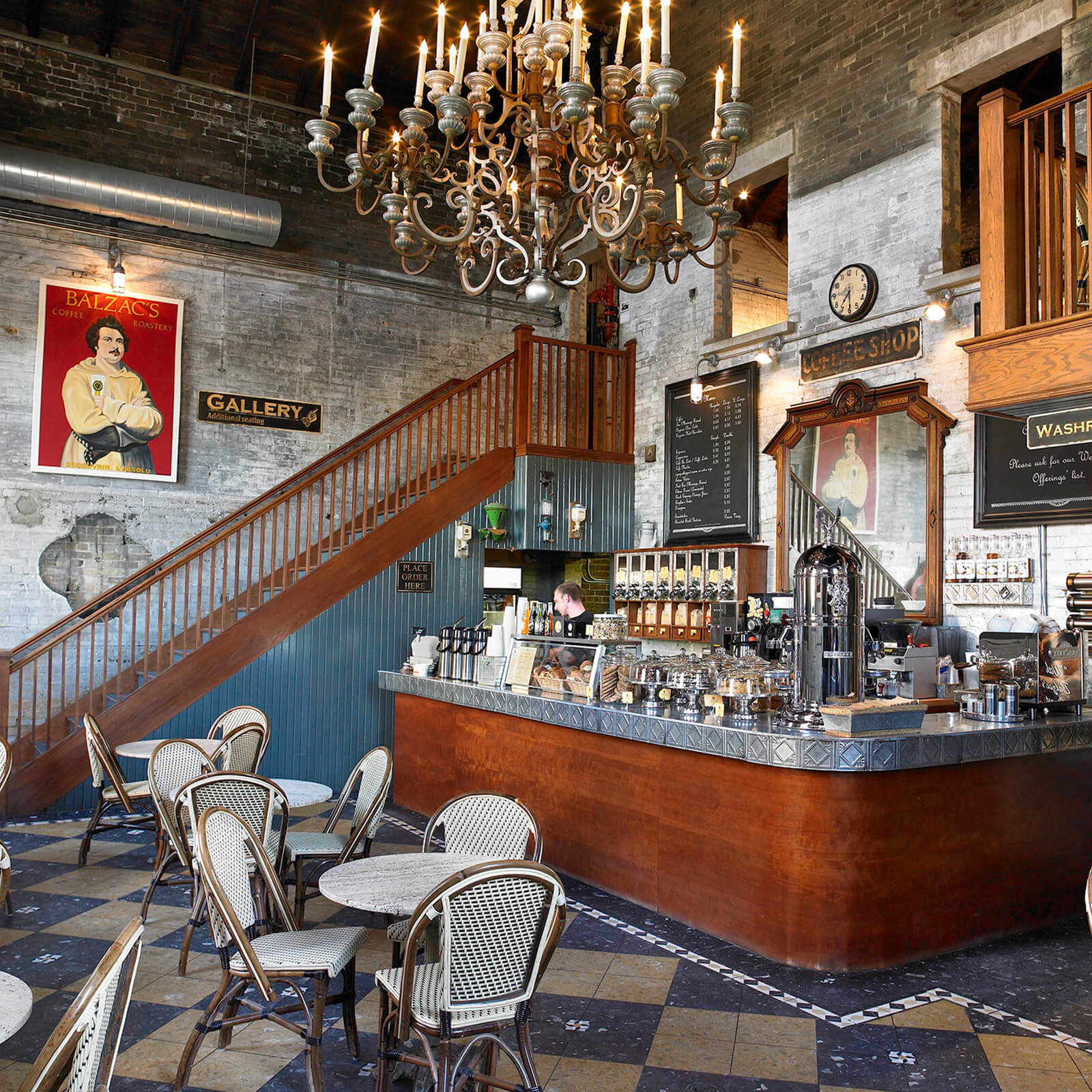 Interior photo of empty Balzac's Coffee Roasters