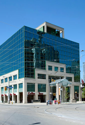 blue skies image of downtown Toronto's 10 Spadina
