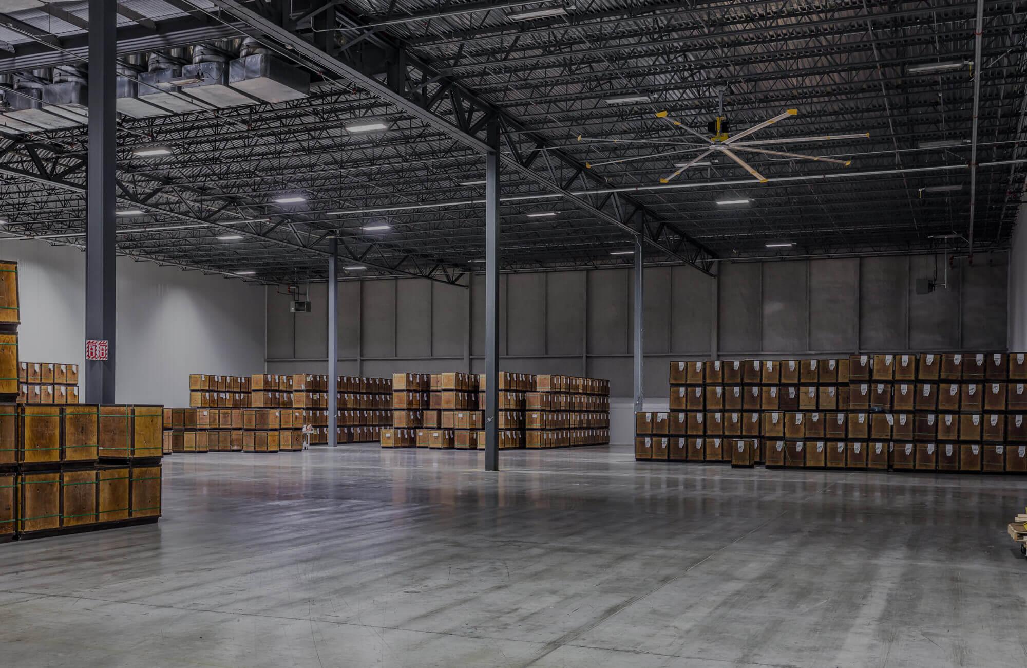Dream Industrial REIT empty warehouse with brown boxes